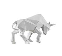Vinbcorw Estatua de Toro, Resina, Escultura de toros, Escultura de Toro, decoración del hogar, Mercado de valores, estatuas de la Suerte, Figura Abstracta, Regalo de Empresa,Blanco
