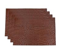 Vinbcorw Manteles De Cuero Artificial, Cuero De Cocodrilo Mirada Manteles Individuales Lavable De Primera Calidad Tischsetsabwischbar Cocodrilo Fácil Cuidado De Piel De Impresión,Marrón,Set of 4