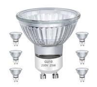 VINBE Bombillas halógenas 25w GU10, Bombillas de focos gu10 2 agujas 38 ° haz de luz ajustable, bombillas de pista, campana extractora, cubierta de vidrio, 2800k blanco cálido, 6 piezas