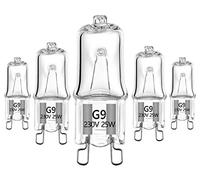 VINBE Lámpara halógena especial G9 de 25W para lámpara de horno microondas y lámpara de horno, lámpara halógena de 230v tolerante hasta 300 grados C (paquete de 5)