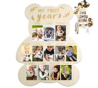 VinBee Marco de fotos de recuerdo de primer cumpleaños de 41 x 33 cm con texto en inglés "My First Year Baby", regalo de bebé recién nacido para madres y papás, recuerdo de recién nacido de 12 meses