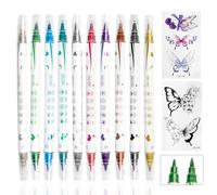 VinBee Pack de 10 bolígrafos de tatuaje para niños, hipoalergénicos, maquillaje creativo para niños, bolígrafo temporal y adhesivo de mariposa, bolígrafo dorado para cartón, plástico, madera, taza de