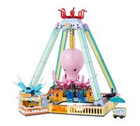 Vinbosion Juego de Bloques de Construcción,Pulpo Columpio Parque de Atracciones Bloques de Juguete,Regalo para niños y Adultos(1189PCS)