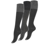 Vincent Creation 3 pares de Rodilla alta calcetines para mujer con algodón extra fino, gris