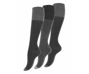 Vincent Creation 3 pares de Rodilla alta calcetines para mujer con algodón extra fino, gris