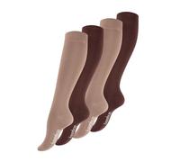 Vincent Creation 4 pares de calcetines de bambú para mujer en negro, azul oscuro, beige/marrón, encaje cosido a mano (sin costuras), medias de salud, beige/marrón, 39-42