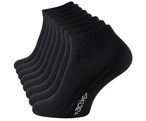 Vincent Creation 8 pares de calcetines deportivos para hombre, color negro o blanco, con texto activo de mezcla suave de algodón/elastano, 8 Pairs Black, 39-42