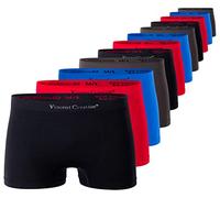 Vincent Creation - Pack de 12 calzoncillos tipo bóxer para hombre, sin costuras, de microfibra suave Mezcla (negro, rojo, azul, gris). S-M