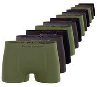 Vincent Creation Pack de 12 calzoncillos tipo bóxer para hombre, sin costuras, de microfibra suave y suave, Mezclado (negro, caqui, gris), M/L
