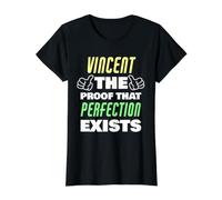 Vincent La Prueba de Que la perfección Existe Funny Vincent Nombre Camiseta gráfica económica, Mujer, Negro, XS
