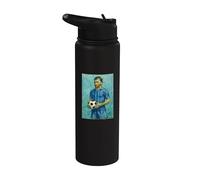 VINCENT MUESTRA AMOR AL FÚTBOL PINTURA DE RETRATO A RAYAS Stainless Steel Insulated Water Bottle