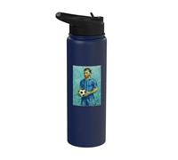 VINCENT MUESTRA AMOR AL FÚTBOL PINTURA DE RETRATO A RAYAS Stainless Steel Insulated Water Bottle