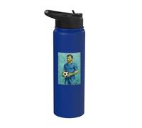 VINCENT MUESTRA AMOR AL FÚTBOL PINTURA DE RETRATO A RAYAS Stainless Steel Insulated Water Bottle