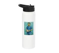 VINCENT MUESTRA AMOR AL FÚTBOL PINTURA DE RETRATO A RAYAS Stainless Steel Insulated Water Bottle