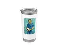 VINCENT MUESTRA AMOR AL FÚTBOL PINTURA DE RETRATO A RAYAS Vaso térmico de acero inoxidable de doble pared