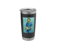 VINCENT MUESTRA AMOR AL FÚTBOL PINTURA DE RETRATO A RAYAS Vaso térmico de acero inoxidable de doble pared