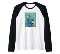 Vincent Muestra Amor por EL FÚTBOL EN UN Retrato Azul Camiseta Manga Raglan