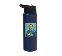 VINCENT MUESTRA AMOR POR EL FÚTBOL EN UN RETRATO AZUL Stainless Steel Insulated Water Bottle