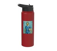 VINCENT MUESTRA AMOR POR EL FÚTBOL EN UN RETRATO AZUL Stainless Steel Insulated Water Bottle