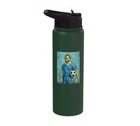 VINCENT MUESTRA AMOR POR EL FÚTBOL EN UN RETRATO AZUL Stainless Steel Insulated Water Bottle