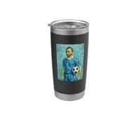 VINCENT MUESTRA AMOR POR EL FÚTBOL EN UN RETRATO AZUL Vaso térmico de acero inoxidable de doble pared