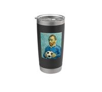 VINCENT MUESTRA AMOR POR EL FÚTBOL EN UN RETRATO AZUL Vaso térmico de acero inoxidable de doble pared