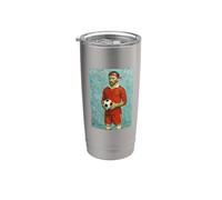 VINCENT MUESTRA AMOR POR EL FÚTBOL EN UN RETRATO ROJO Vaso térmico de acero inoxidable de doble pared