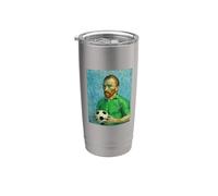 VINCENT MUESTRA AMOR POR EL FÚTBOL EN UN RETRATO VERDE Vaso térmico de acero inoxidable de doble pared