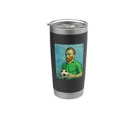 VINCENT MUESTRA AMOR POR EL FÚTBOL EN UN RETRATO VERDE Vaso térmico de acero inoxidable de doble pared