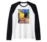 Vincent Van Gogh Cafe Terrace at Night Camiseta Manga Raglan