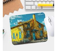 Vincent Van Gogh The Yellow House - Alfombrilla de mouse de escritorio con impresión artística - Alfombrilla de mouse impermeable de alta calidad con borde cosido, superficie lisa y base de goma