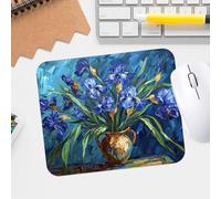 Vincent Van Gogh's Irises - Alfombrilla de mouse con textura premium, diseño impermeable con borde cosido, almohadilla de escritorio duradera y antideslizante para juegos y uso en la oficina
