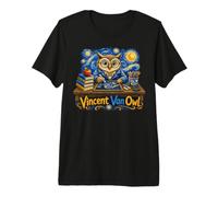 Vincent Van Owl Wise Owl Artist Painting Art Camiseta Premium