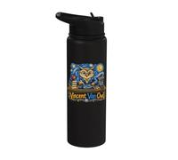 Vincent Van Owl Wise Owl Artist Painting Art Stainless Steel Insulated Water Bottle