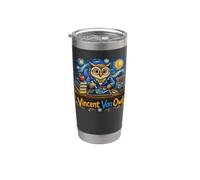 Vincent Van Owl Wise Owl Artist Painting Art Vaso térmico de acero inoxidable de doble pared
