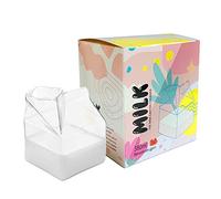 vincente Taza de vidrio de leche resistente al calor Caja de leche en forma de taza de vidrio de cartón de leche contenedor transparente taza irregular 350ml