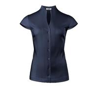 Vincenzo Boretti Blusa, Modern-fit/Corte Ligeramente más angosto, Cuello cáliz, Jersey, Manga Corta Azul Oscuro 40