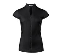 Vincenzo Boretti Blusa, Modern-fit/Corte Ligeramente más angosto, Cuello cáliz, Jersey, Manga Corta Negro 34
