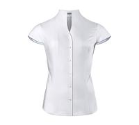 Vincenzo Boretti Blusa, Modern-fit/Corte Ligeramente más angosto, Cuello cáliz, Suave Oxford, Manga Corta Blanco 36