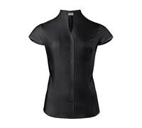 Vincenzo Boretti Blusa, Modern-fit/Corte Ligeramente más angosto, Cuello cáliz, Suave Oxford, Manga Corta Negro 36