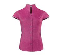 Vincenzo Boretti Blusa, Modern-fit/Corte Ligeramente más angosto, Cuello cáliz, Suave Oxford, Manga Corta Rojo 34