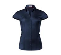 Vincenzo Boretti Blusa, Modern-fit/Corte Ligeramente más angosto, Cuello de la Camisa, Suave Sarga, Manga Corta Azul Oscuro 40