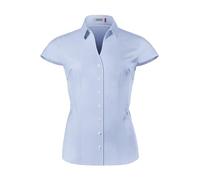 Vincenzo Boretti Blusa, Modern-fit/Corte Ligeramente más angosto, Cuello de la Camisa, Suave Sarga, Manga Corta Azul Hielo 34