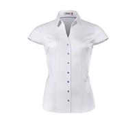 Vincenzo Boretti Blusa, Modern-fit/Corte Ligeramente más angosto, Cuello de la Camisa, Suave Sarga, Manga Corta Blanco 34
