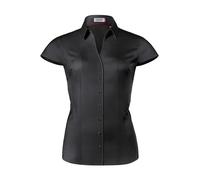 Vincenzo Boretti Blusa, Modern-fit/Corte Ligeramente más angosto, Cuello de la Camisa, Suave Sarga, Manga Corta Negro 42