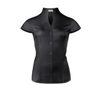Vincenzo Boretti Blusa, Slim-fit/Ajuste Entallado, elástico, Cuello cáliz, Manga Corta - fácil de Planchar Negro 38