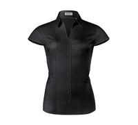 Vincenzo Boretti Blusa, Slim-fit/Ajuste Entallado, elástico, Cuello de la Camisa, Manga Corta - fácil de Planchar Negro 42