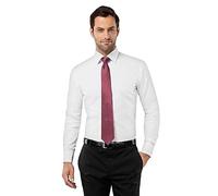 Vincenzo Boretti Camisa de Hombre, Ajustada Entallada (Slim-fit), 100% algodón, Manga-Larga, Cuello Kent, Lisa - no Necesita Plancha Blanco 43-44