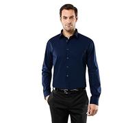 Vincenzo Boretti Camisa de Hombre, Corte Ajuste Recto (Regular-fit), 100% algodón, Manga-Larga, Cuello Kent, Lisa - no Necesita Plancha