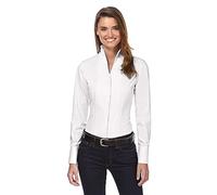 Vincenzo Boretti Camisa de Mujer, Corte Ligeramente más angosto, 100% algodón, Manga-Larga, Cuello cáliz, Lisa, fácil de Planchar, Elegante y clásica Blanco 42